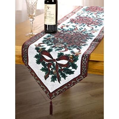 Emma Barclay julgobeläng – bordslöpare dekorativt jul matbord linne för litet medium eller stort bord – 13 x 72 (33 x 183 cm) Emma Barclay julgobeläng – bordslöpare dekorativt jul matbord linne för litet medium eller stort bord – 13 x 72 (33 x 183 cm)