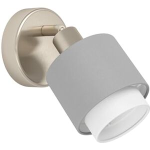 EGLO Bellizzi Vägglampa, Vägglampa För Inomhusbruk Med Svängbar Spotlight, Väggspotlight Av Textil I Silver, Grått Och Vitt, Vägglampa För Vardagsrum Och Sovrum, E14 Sockel EGLO Bellizzi Vägglampa, Vägglampa För Inomhusbruk Med Svängbar Spotlight, Väggspotlight Av Textil I Silver, Grått Och Vitt, Vägglampa För Vardagsrum Och Sovrum, E14 Sockel