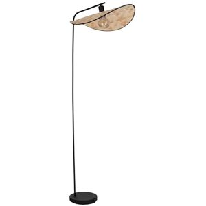 EGLO Golvlampa Marywell, golvljus Boho, vardagsrumslampa med bambuskärm, stålampa i svart metall och brunt trä, lampa med fotströmbrytare, E27-sockel EGLO Golvlampa Marywell, golvljus Boho, vardagsrumslampa med bambuskärm, stålampa i svart metall och brunt trä, lampa med fotströmbrytare, E27-sockel