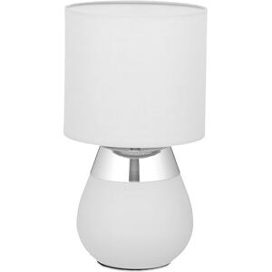 Relaxdays Bord, metallbas, lampskärm av tyg, E14, H x D: 32 x 18 cm, sänglampa med kabel, för sovrum, grå-silver Relaxdays Bord, metallbas, lampskärm av tyg, E14, H x D: 32 x 18 cm, sänglampa med kabel, för sovrum, grå-silver