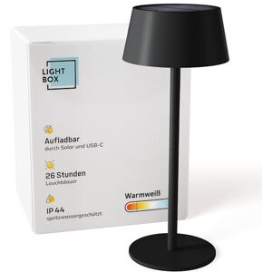 Lightbox LED utomhusbord trådlös mobil utomhu med sol 3 nivåer touch dimbar batteridriven bord (300 lm, 3 000 K) tillverkad av metall och plast i svart balkongdekoration Lightbox LED utomhusbord trådlös mobil utomhu med sol 3 nivåer touch dimbar batteridriven bord (300 lm, 3 000 K) tillverkad av metall och plast i svart balkongdekoration