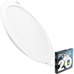 LED ATOMANT Pack 20 x LED-downlight rund panel 220 mm, 18 W, kall vit (6500 K), skärning 190–205 mm, 1650 lumen, inbyggd drivrutin, för tak, kök, badrum LED ATOMANT Pack 20 x LED-downlight rund panel 220 mm, 18 W, kall vit (6500 K), skärning 190–205 mm, 1650 lumen, inbyggd drivrutin, för tak, kök, badrum