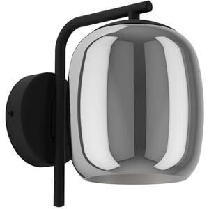 EGLO vägglampa Ciampino, väggbelysning rökt glas, sovrumslampa i svart metall och gråtonat glas, E27 sockel EGLO vägglampa Ciampino, väggbelysning rökt glas, sovrumslampa i svart metall och gråtonat glas, E27 sockel