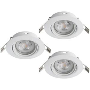 EGLO 3-pack LED infällda spotlights Favazzina, runda takspots, platta metall i vitt, inkl. GU10-lampor, varmvit, Ø 8,8 cm EGLO 3-pack LED infällda spotlights Favazzina, runda takspots, platta metall i vitt, inkl. GU10-lampor, varmvit, Ø 8,8 cm