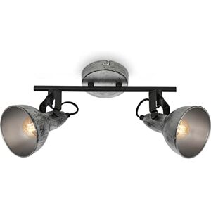 BRILONER Vintage takspot, retro svängbar taklampa, taklampa, 2x E14 uttag, Silver-Crafted, 305x100x180 mm BRILONER Vintage takspot, retro svängbar taklampa, taklampa, 2x E14 uttag, Silver-Crafted, 305x100x180 mm