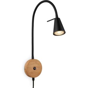 BRILONER – lä, vägglampa inomhus, LED-lampa, vägglampa inomhus, vridbar, strömbrytare, uttag, svart trä, FSC BRILONER – lä, vägglampa inomhus, LED-lampa, vägglampa inomhus, vridbar, strömbrytare, uttag, svart trä, FSC