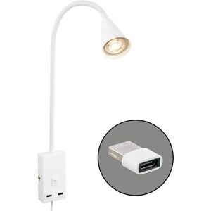 BRILONER Lä med USB-port, på/av-brytare, vridbar, plugg, inomhu, vägglampa, sänglampa, sänglampa, sänglampa, höjd 50 cm, vit BRILONER Lä med USB-port, på/av-brytare, vridbar, plugg, inomhu, vägglampa, sänglampa, sänglampa, sänglampa, höjd 50 cm, vit