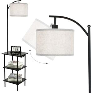 LuminexDesigns Golvlampa med 3-nivåshylla, USB & Typ-C laddningsport för vardagsrum, sovrum, kontor, glödlampa ingår inte LuminexDesigns Golvlampa med 3-nivåshylla, USB & Typ-C laddningsport för vardagsrum, sovrum, kontor, glödlampa ingår inte