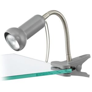 EGLO Klämlampa Fabio, klämlampa, klämplats av metall och plast i silver, lampa med klämma och strömbrytare, lä E14 EGLO Klämlampa Fabio, klämlampa, klämplats av metall och plast i silver, lampa med klämma och strömbrytare, lä E14