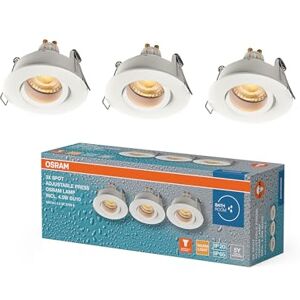 OSRAM Spot Set LED infälld spotlight IP65 Press 4,5W Vit, 320lm 2700K Varmvit, CRI≥80, lämplig för fuktiga rum, set om 3 OSRAM Spot Set LED infälld spotlight IP65 Press 4,5W Vit, 320lm 2700K Varmvit, CRI≥80, lämplig för fuktiga rum, set om 3