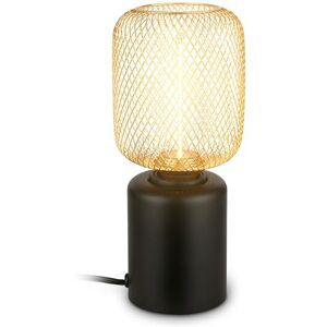 BRILONER Bord med trådnät, kabelbrytare, E27-uttag, nattlampa, dekorativ belysning för hall eller kontor, lä, 10 x 25 cm, guld BRILONER Bord med trådnät, kabelbrytare, E27-uttag, nattlampa, dekorativ belysning för hall eller kontor, lä, 10 x 25 cm, guld