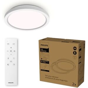 Philips LED-fjärrstyrd taklampa, rund, 30 cm, dimbar, justerbart vitt ljus, vardagsrum, sovrum, inget flimmer eller bländning, modern design, vit/svart Philips LED-fjärrstyrd taklampa, rund, 30 cm, dimbar, justerbart vitt ljus, vardagsrum, sovrum, inget flimmer eller bländning, modern design, vit/svart