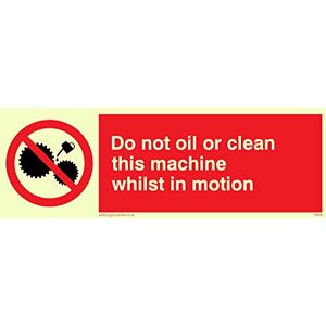 Vikingskyltar PM38-L15-PV "Olja inte eller rengöra denna maskin medan den är i rörelse" skylt, foto självlysande klistermärke, 50 mm H x 150 mm B Vikingskyltar PM38-L15-PV "Olja inte eller rengöra denna maskin medan den är i rörelse" skylt, foto självlysande klistermärke, 50 mm H x 150 mm B