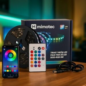 M mimotec Pack Led Ubs 5 V 5 m, 24 W RGB-justerbar, APP och fjärrkontroll, musikläge, LED för rum, vardagsrum, kök, fest, spel M mimotec Pack Led Ubs 5 V 5 m, 24 W RGB-justerbar, APP och fjärrkontroll, musikläge, LED för rum, vardagsrum, kök, fest, spel