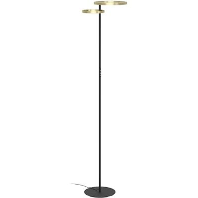 EGLO LED golvlampa Castelpoto 1, vardagsrumslampa med touchfunktion, dimbar med upp- och nedljus, svart metall och borstad mässing, varm- till kallvit, 180 cm EGLO LED golvlampa Castelpoto 1, vardagsrumslampa med touchfunktion, dimbar med upp- och nedljus, svart metall och borstad mässing, varm- till kallvit, 180 cm