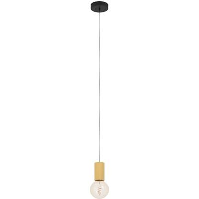 EGLO Pendellampa Pozueta 1, pendellampa över matbord, snöre med E27-sockel, matbord av svart metall och naturligt trä, hängande lampa för vardagsrum, Ø 6,5 cm EGLO Pendellampa Pozueta 1, pendellampa över matbord, snöre med E27-sockel, matbord av svart metall och naturligt trä, hängande lampa för vardagsrum, Ø 6,5 cm