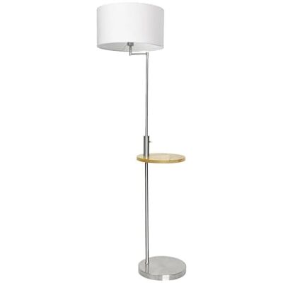 PRENDELUZ Vardagsrumsfot med bord, USB-anslutning, E27-uttag, krom och vit skärm, mått 164 x 40 x 40 cm och 24 x 40 x 40 cm, perfekt för dekoration och funktionalitet. PRENDELUZ Vardagsrumsfot med bord, USB-anslutning, E27-uttag, krom och vit skärm, mått 164 x 40 x 40 cm och 24 x 40 x 40 cm, perfekt för dekoration och funktionalitet.