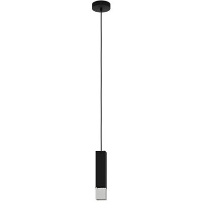EGLO LED hängande lampa Butrano, 1-glödlampa pendelbelysning minimalistisk, belysning av metall i svart, silver, matbordslampa, LED vardagsrumslampa hängande varm vit, GU10-uttag EGLO LED hängande lampa Butrano, 1-glödlampa pendelbelysning minimalistisk, belysning av metall i svart, silver, matbordslampa, LED vardagsrumslampa hängande varm vit, GU10-uttag