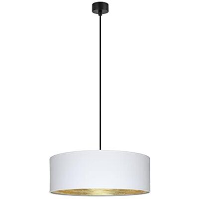 Sotto Luce Akai Glamour 1-lampa pendellampa – vit/gyllene tyg – 1,5 m svart tygkabel – svart takrosett – 1 x E27 – ø 45 cm Sotto Luce Akai Glamour 1-lampa pendellampa – vit/gyllene tyg – 1,5 m svart tygkabel – svart takrosett – 1 x E27 – ø 45 cm