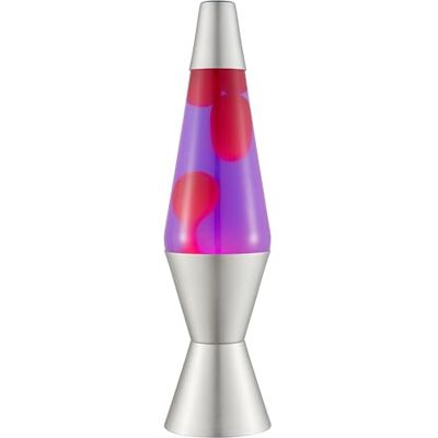 Lava Lampa 2121, rosa vax, lila vätska, silverfärgad bas och topp, original 14.5 inch ® -märkt roderutbytbar glödlampa, utbytbar glödlampa Lava Lampa 2121, rosa vax, lila vätska, silverfärgad bas och topp, original 14.5 inch ® -märkt roderutbytbar glödlampa, utbytbar glödlampa