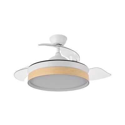 Eden Takfläkt med integrerad LED, 3 utfällbara blad vit bok 72 W fjärrkontroll 32/47 x 40/91 cm Eden Takfläkt med integrerad LED, 3 utfällbara blad vit bok 72 W fjärrkontroll 32/47 x 40/91 cm