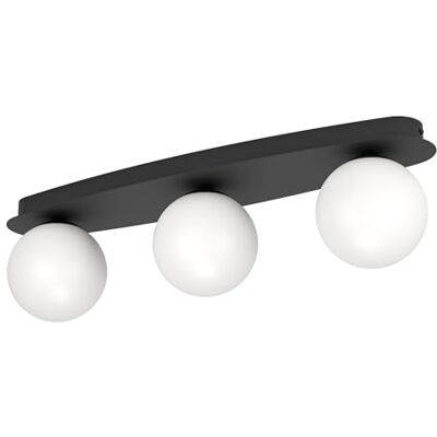 EGLO LED Vägglampa Castrivido, badrumslampa 3-flammig, metall svart med vit glaskula, inkl G9 varmvit lampa, IP44 EGLO LED Vägglampa Castrivido, badrumslampa 3-flammig, metall svart med vit glaskula, inkl G9 varmvit lampa, IP44