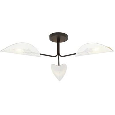 Emibig GOMEZ Svart halvblank taklampa med flera armar, vit och guldfärgad lampskärm, 3 x E14 Emibig GOMEZ Svart halvblank taklampa med flera armar, vit och guldfärgad lampskärm, 3 x E14