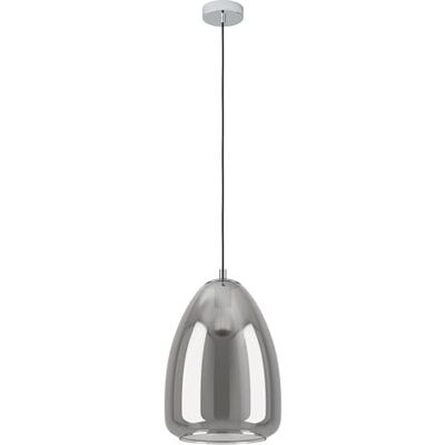 EGLO hängande lampa Alobrase, pendelbelysning matbord, belysning av metall i krom och ångat glas i svart-transparent, matrumslampa, E27-uttag, Ø 30 cm EGLO hängande lampa Alobrase, pendelbelysning matbord, belysning av metall i krom och ångat glas i svart-transparent, matrumslampa, E27-uttag, Ø 30 cm