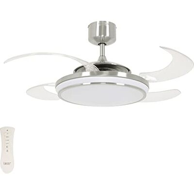 FANAWAY Evo1 Takfläkt med LED-ljus och fjärrkontroll, borstad krom, 121 cm diameter, infälld 48 cm FANAWAY Evo1 Takfläkt med LED-ljus och fjärrkontroll, borstad krom, 121 cm diameter, infälld 48 cm