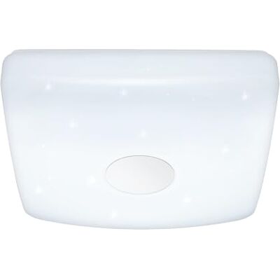 EGLO LED-taklampa Voltago 2, 1 glödlampa taklampa med kristalleffekt, fjärrkontroll, ljusfärg (varm vit – kallvit), dimbar, vardagsrum av metall och plast i vitt, L x B 37,5 cm EGLO LED-taklampa Voltago 2, 1 glödlampa taklampa med kristalleffekt, fjärrkontroll, ljusfärg (varm vit – kallvit), dimbar, vardagsrum av metall och plast i vitt, L x B 37,5 cm