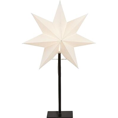 EGLO Bord med julstjärna, 3D-dekorativ stjärna upplyst av papper med metallbas, bord jul i svart och vitt med kabel, E14-fattning, 55 cm, 410292 EGLO Bord med julstjärna, 3D-dekorativ stjärna upplyst av papper med metallbas, bord jul i svart och vitt med kabel, E14-fattning, 55 cm, 410292