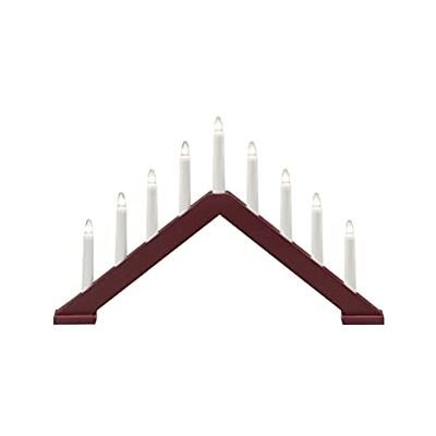 Konstsmide julljus/modern ljusbåge/mörkröd lackerat trä/inomhusbruk (IP20)/230V inomhus/9 ljus med klara glödlampor/vit kabel med avstängningsbrytare Konstsmide julljus/modern ljusbåge/mörkröd lackerat trä/inomhusbruk (IP20)/230V inomhus/9 ljus med klara glödlampor/vit kabel med avstängningsbrytare