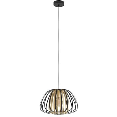 EGLO hängande lampa Encinitos, 1-glödlampa pendelbelysning, belysning av metall i svart och mässingsborstad, matbordslampa, vardagsrumslampa hängande, E27 uttag, Ø 37,5 cm EGLO hängande lampa Encinitos, 1-glödlampa pendelbelysning, belysning av metall i svart och mässingsborstad, matbordslampa, vardagsrumslampa hängande, E27 uttag, Ø 37,5 cm