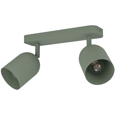EGLO Tilston Taklampa med 2 ljuskällor, takstrålkastare för vardagsrum, takspotlight av mörkgrönt stål, E14-sockel EGLO Tilston Taklampa med 2 ljuskällor, takstrålkastare för vardagsrum, takspotlight av mörkgrönt stål, E14-sockel