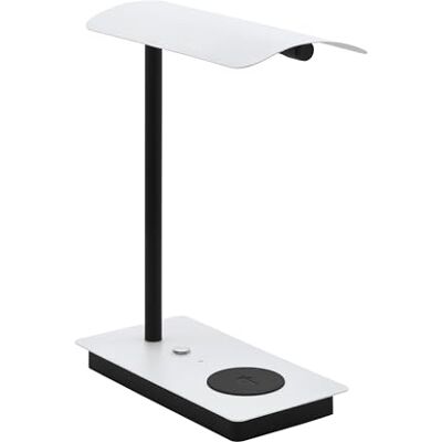 EGLO LED bordslampa Arenaza, 1-glödlampa skrivbordslampa med touch, QI-laddningsstation, belysning dimbar, kontorslampa av metall i vit, svart, varmvit ljus EGLO LED bordslampa Arenaza, 1-glödlampa skrivbordslampa med touch, QI-laddningsstation, belysning dimbar, kontorslampa av metall i vit, svart, varmvit ljus