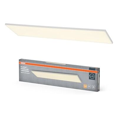 OSRAM Planon Frameless taklampa i vitt med avancerad LED teknik, 40 W, rektangulär form (1200 x 300 mm), varmvit färgtemperatur vid 3000 K, aluminiumhölje, frostad PMMA diffusor OSRAM Planon Frameless taklampa i vitt med avancerad LED teknik, 40 W, rektangulär form (1200 x 300 mm), varmvit färgtemperatur vid 3000 K, aluminiumhölje, frostad PMMA diffusor
