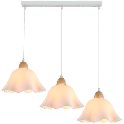 Goeco Vit ljuskrona, E27, hängande lampa i trä och metall, 3 moderna taklampor för matsal, sovrum, café, balkong Goeco Vit ljuskrona, E27, hängande lampa i trä och metall, 3 moderna taklampor för matsal, sovrum, café, balkong