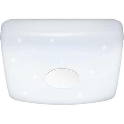 EGLO LED taklampa Voltago 2, 1 glödlampa taklampa med kristalleffekt, fjärrkontroll, ljusfärg (varm vit – kall vit), dimbar, vardagsrumslampa av metall och plast i vitt, L x B 27,5 cm EGLO LED taklampa Voltago 2, 1 glödlampa taklampa med kristalleffekt, fjärrkontroll, ljusfärg (varm vit – kall vit), dimbar, vardagsrumslampa av metall och plast i vitt, L x B 27,5 cm
