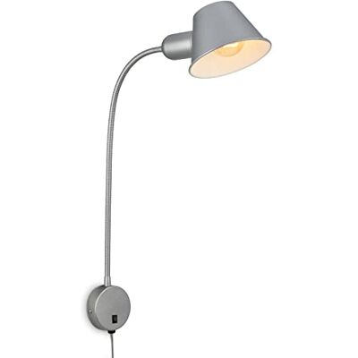 BRILONER Sänglampa flexibel, sänglampa justerbar, växelströmbrytare, 1x E27 uttag max. 10 watt, inkl. kabel, krom matt, 55 cm BRILONER Sänglampa flexibel, sänglampa justerbar, växelströmbrytare, 1x E27 uttag max. 10 watt, inkl. kabel, krom matt, 55 cm