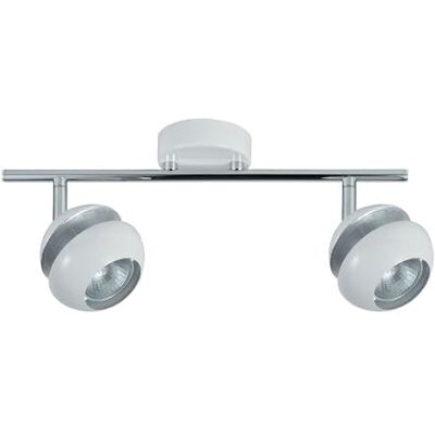 VoltShine Grenuttag – grenuttag med två GU10-fästen, mått 14 x 36,5 x 8,5 cm, i vitt och silver, perfekt för dekorativ belysning VoltShine Grenuttag – grenuttag med två GU10-fästen, mått 14 x 36,5 x 8,5 cm, i vitt och silver, perfekt för dekorativ belysning