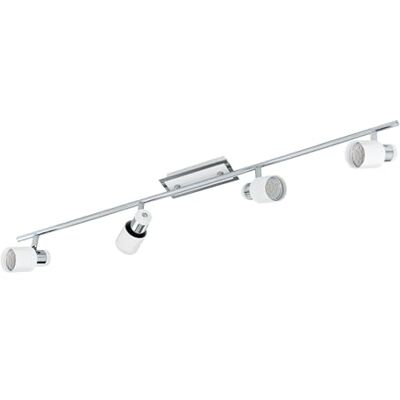 EGLO Davida LED-taklampa, taklampa med 4 ljuskällor, takfläck av metall i krom, vit, vardagsrum, spotlights inklusive GU10-lampor, varmvit EGLO Davida LED-taklampa, taklampa med 4 ljuskällor, takfläck av metall i krom, vit, vardagsrum, spotlights inklusive GU10-lampor, varmvit
