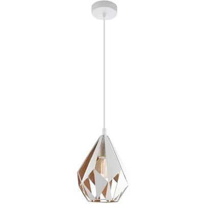 EGLO pendellampa Carlton 1, 1 glödlampa vintage pendellampa, retro hängande lampa av metall i vitt och guld, E27-fattning, Ø 20,5 cm EGLO pendellampa Carlton 1, 1 glödlampa vintage pendellampa, retro hängande lampa av metall i vitt och guld, E27-fattning, Ø 20,5 cm