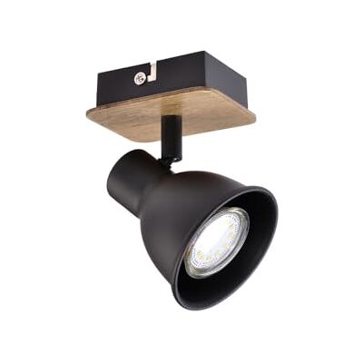 WatioWave Svart träspotlight med GU10-sockel, perfekt för dekorativ och funktionell belysning inomhus. WatioWave Svart träspotlight med GU10-sockel, perfekt för dekorativ och funktionell belysning inomhus.