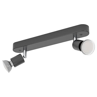 EGLO Stecci-E Taklampa med 2 ljuskällor, takstrålkastare för sovrum och hall, spotlight-taklampa av svart stål och plast, GU10-sockel EGLO Stecci-E Taklampa med 2 ljuskällor, takstrålkastare för sovrum och hall, spotlight-taklampa av svart stål och plast, GU10-sockel
