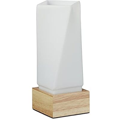 Relaxdays Bord, frostat glas, prisma form, träbas, liten, H x B x D: 25,5 x 11,5 cm, bord, natur vit Relaxdays Bord, frostat glas, prisma form, träbas, liten, H x B x D: 25,5 x 11,5 cm, bord, natur vit