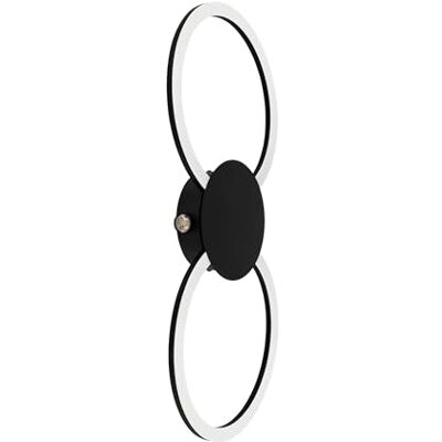 EGLO LED vägglampa Venticello, inomhus, sovrumslampa med två LED-ringarna, svart metall, varmvit EGLO LED vägglampa Venticello, inomhus, sovrumslampa med två LED-ringarna, svart metall, varmvit