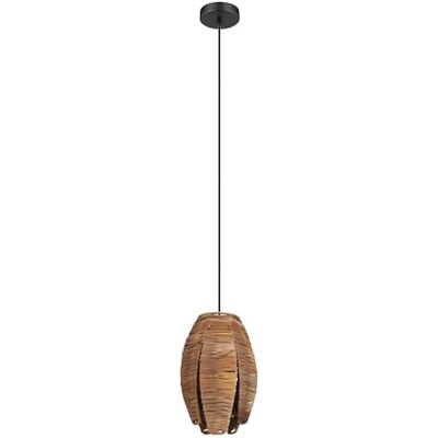 EGLO Hänglampa Mongu 1, 1 glödlampa hängande lampa vintage, afrikansk, boho, hängande lampa av bast och stål, matbord, vardagsrum, hängande i naturen, svart, E27-sockel EGLO Hänglampa Mongu 1, 1 glödlampa hängande lampa vintage, afrikansk, boho, hängande lampa av bast och stål, matbord, vardagsrum, hängande i naturen, svart, E27-sockel