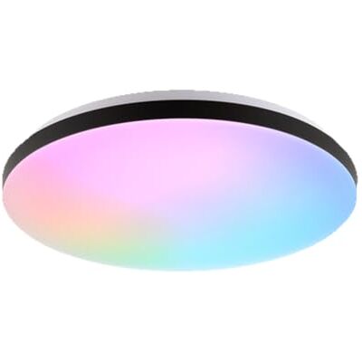 Brilliant LED-taklampa Livio, 2 400 lumen, 3 000–6 500 Kelvin, Ø 38,5 cm, dimbar, digital RGB, nattljus, timer, fjärrkontroll, plast, vit, svart, perfekt för vardagsrum, hall, modernt rumskoncept Brilliant LED-taklampa Livio, 2 400 lumen, 3 000–6 500 Kelvin, Ø 38,5 cm, dimbar, digital RGB, nattljus, timer, fjärrkontroll, plast, vit, svart, perfekt för vardagsrum, hall, modernt rumskoncept