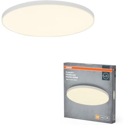 OSRAM Planon Frameless rund lampa i vitt med avancerad LED teknik, 28 W, rund form (450 mm diameter), varmvit färgtemperatur vid 3000 K, aluminiumhölje, frostad PMMA diffusor OSRAM Planon Frameless rund lampa i vitt med avancerad LED teknik, 28 W, rund form (450 mm diameter), varmvit färgtemperatur vid 3000 K, aluminiumhölje, frostad PMMA diffusor
