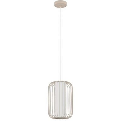 EGLO Hängande lampa, terraros, 1-glödlampa pendellampa över matbord, matrum av metall i sandfärger och textil i vitt, hängande lampa med E27-fattning, Ø 24 cm EGLO Hängande lampa, terraros, 1-glödlampa pendellampa över matbord, matrum av metall i sandfärger och textil i vitt, hängande lampa med E27-fattning, Ø 24 cm
